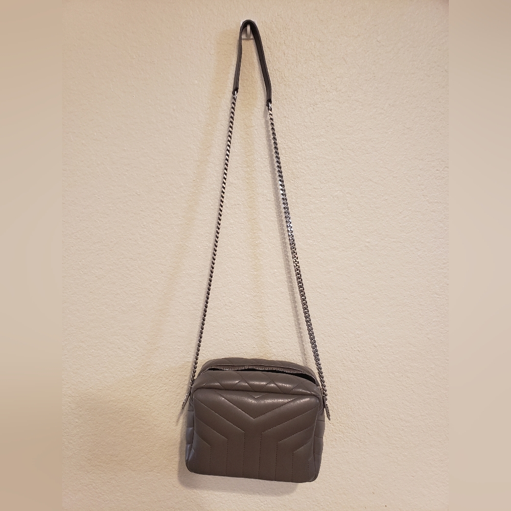 Gray Quilted Crossbody Bag YSL LOULOU CROSSBODY BAG